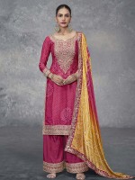 Hot Pink Real Chinon Digital Print Salwar Kameez